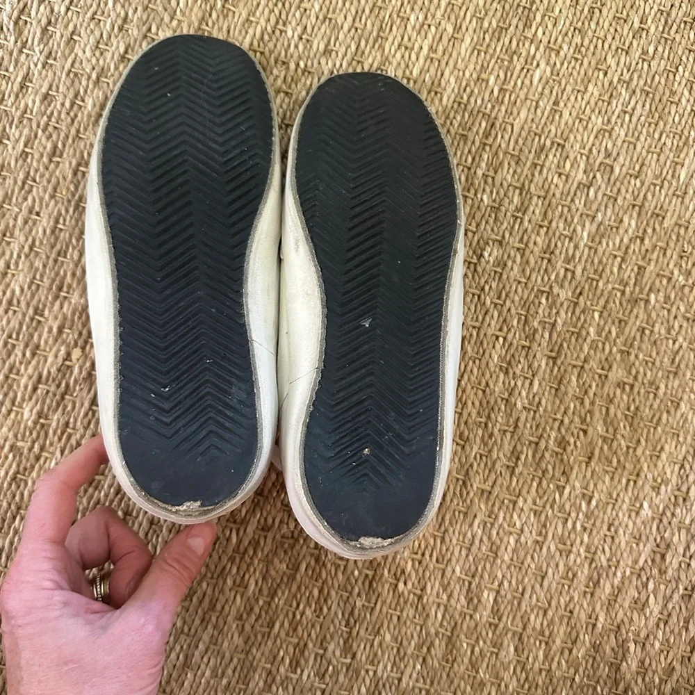 Golden Goose White Leather Sneakers with Purple Glitter Star and Burgundy Heel - Picture 4 of 8